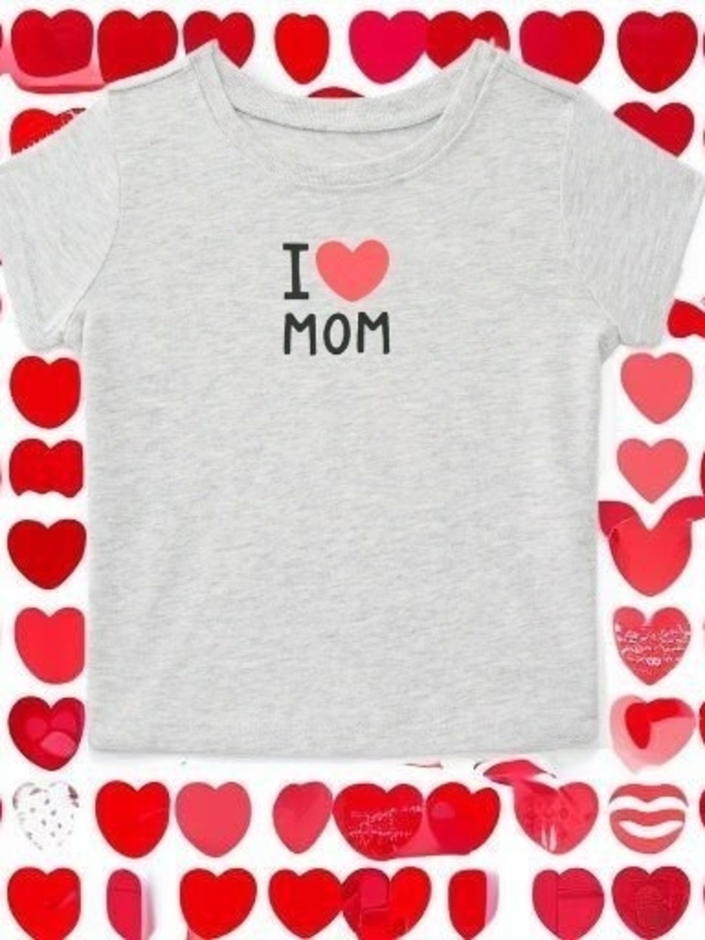 wonder nation Light Gray Tee with Pink Heart "I ♥ MOM"